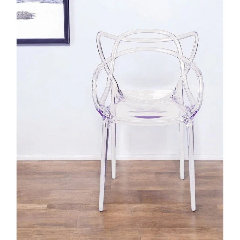 Clear Acrylic Open Back Dining Arm Chair