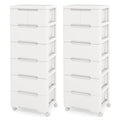 2 chariots de rangement à roulettes en plastique à 7 tiroirs avec 4 roues universelles