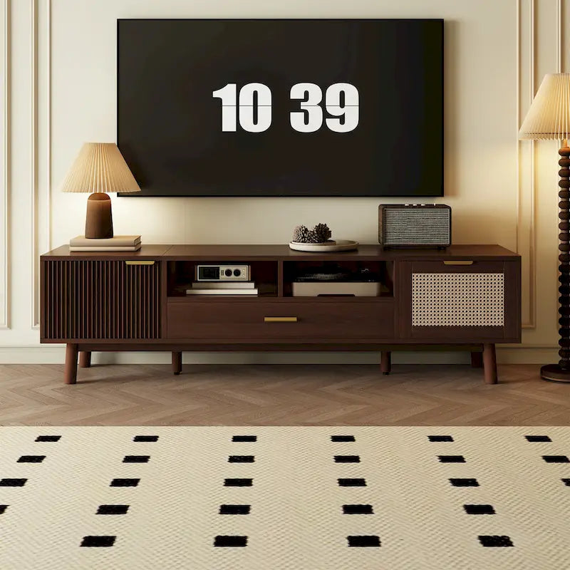 Wood TV Stand for 75 TVs, Modern TV Cabinet for Living Room