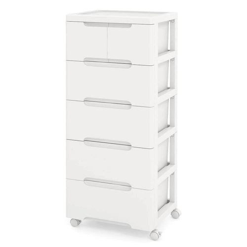Costway 1 PCS 6-Drawer Plastic Rolling Storage Cart with 4 Universal - See Details