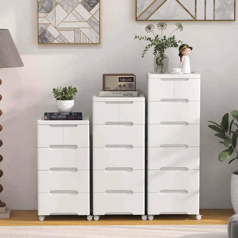1 chariot de rangement roulant en plastique à 6 tiroirs avec 4 roues universelles - Voir détails