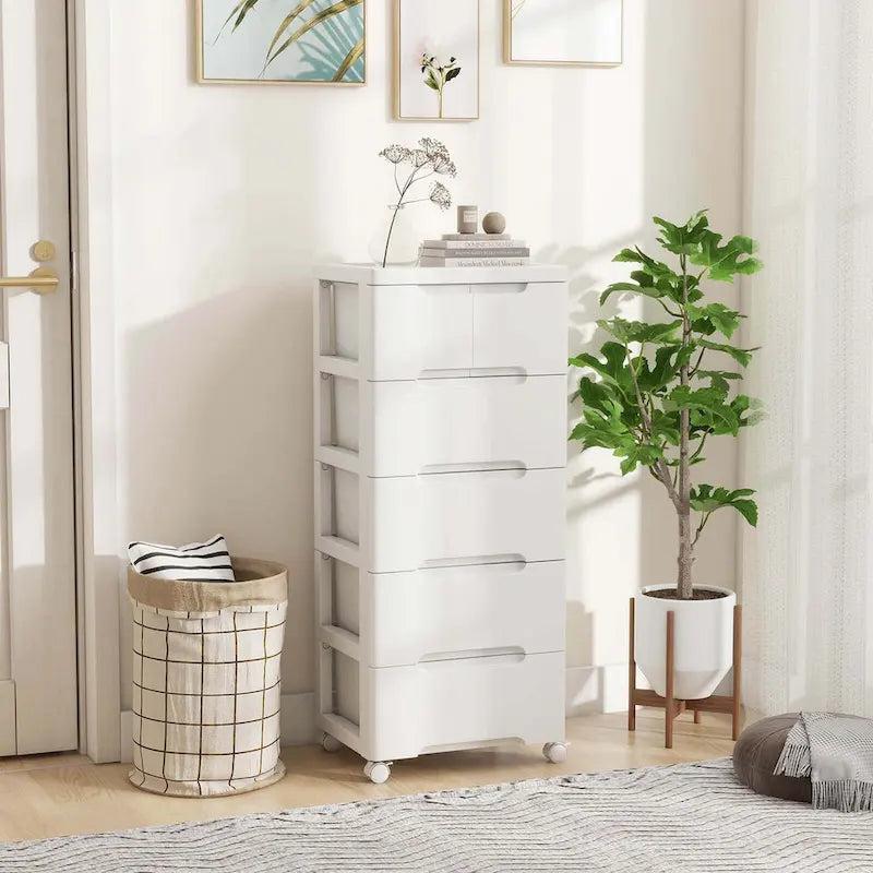 1 chariot de rangement roulant en plastique à 6 tiroirs avec 4 roues universelles - Voir détails