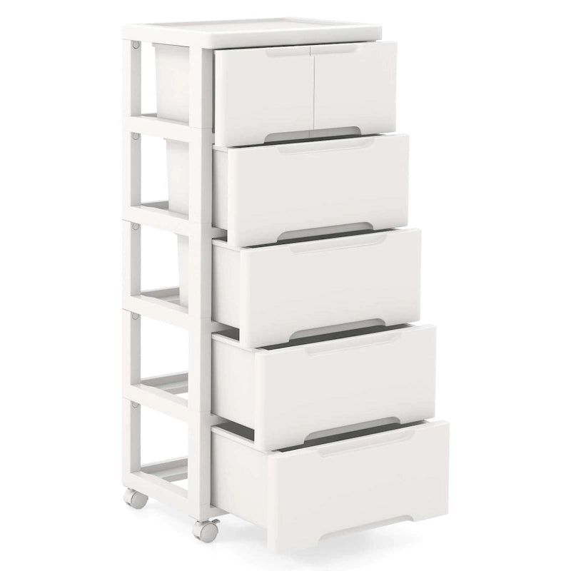 1 chariot de rangement roulant en plastique à 6 tiroirs avec 4 roues universelles - Voir détails