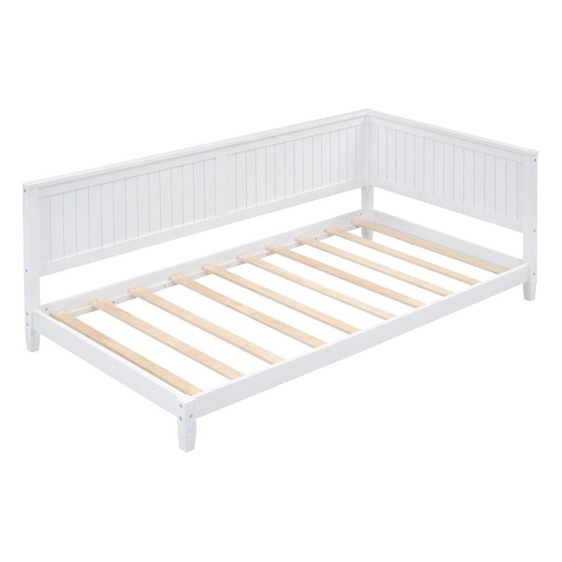 Lit de repos en bois avec dossier et accoudoirs