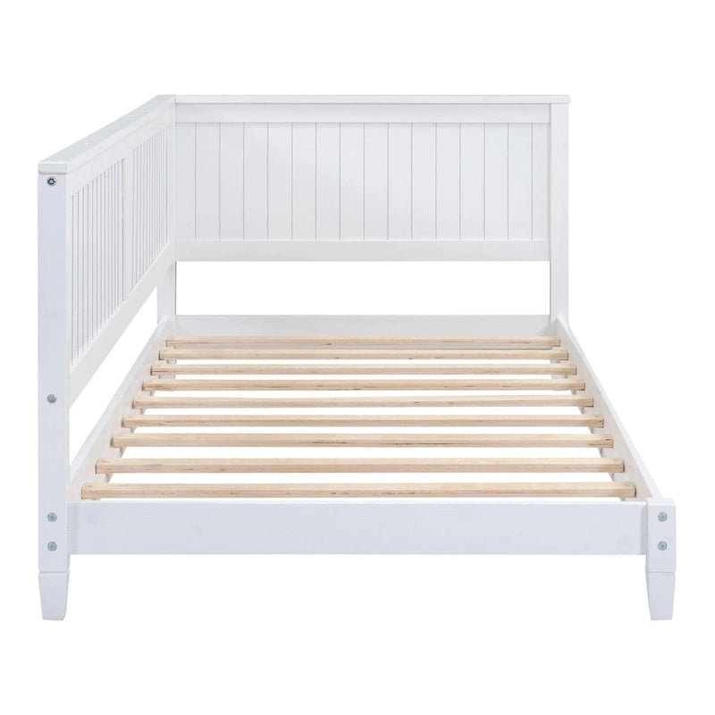 Lit de repos en bois avec dossier et accoudoirs