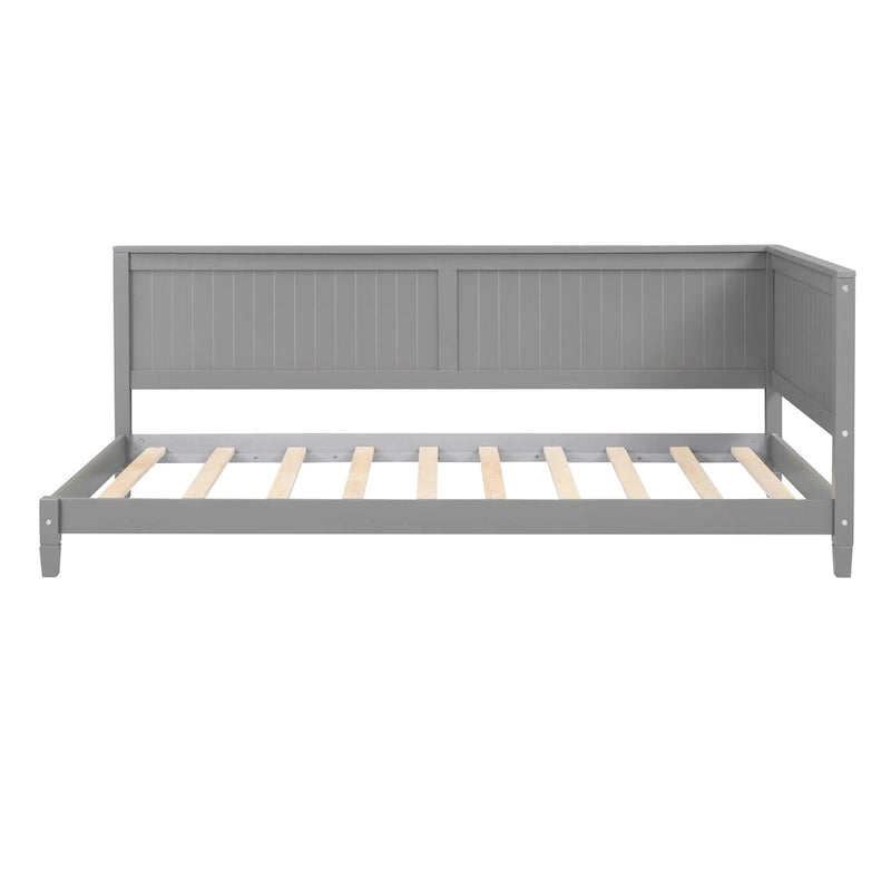 Lit de repos en bois avec dossier et accoudoirs