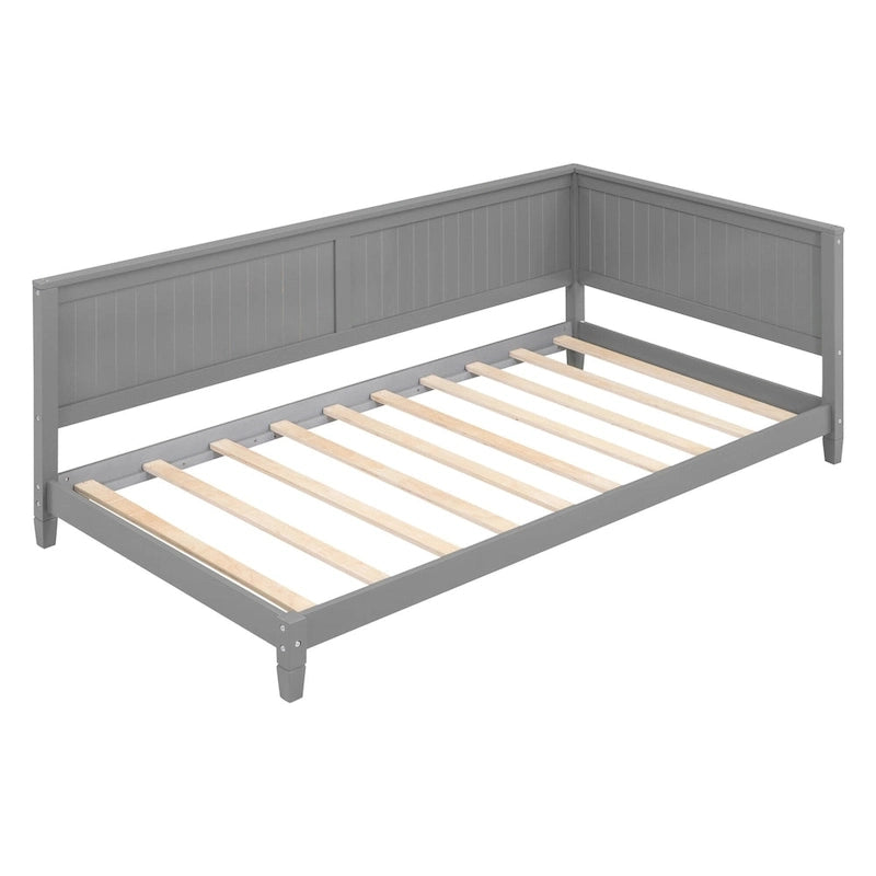 Lit de repos en bois avec dossier et accoudoirs