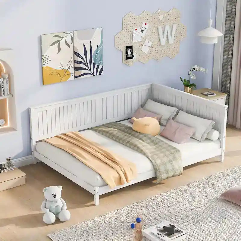 Lit de repos en bois avec dossier et accoudoirs