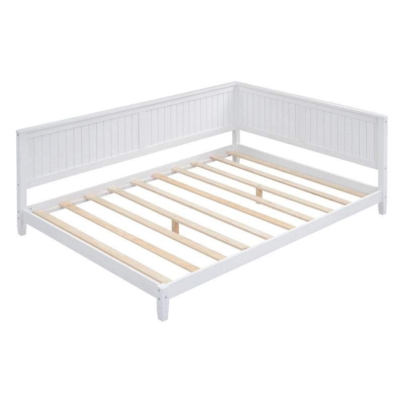 Lit de repos en bois avec dossier et accoudoirs