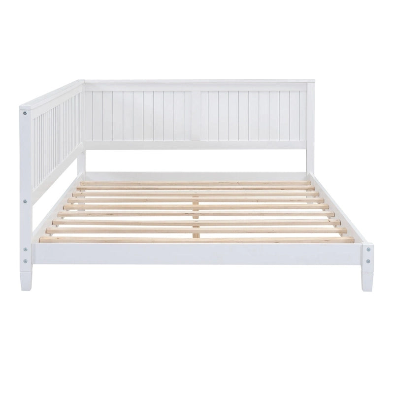 Lit de repos en bois avec dossier et accoudoirs