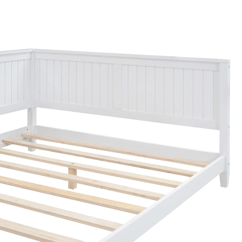 Lit de repos en bois avec dossier et accoudoirs