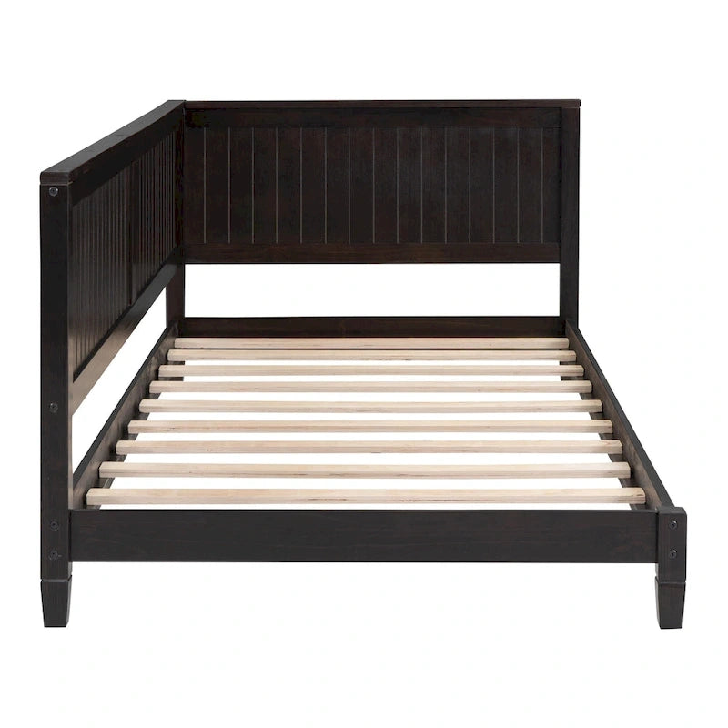 Lit de repos en bois avec dossier et accoudoirs