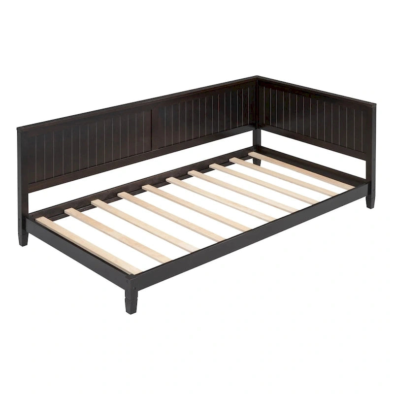 Lit de repos en bois avec dossier et accoudoirs