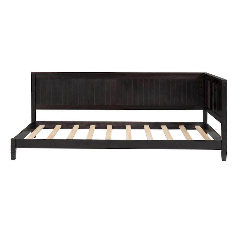 Lit de repos en bois avec dossier et accoudoirs