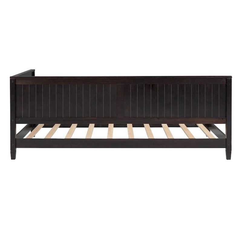 Lit de repos en bois avec dossier et accoudoirs