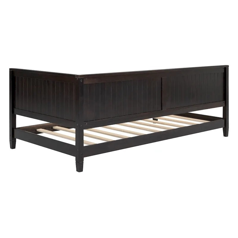 Lit de repos en bois avec dossier et accoudoirs