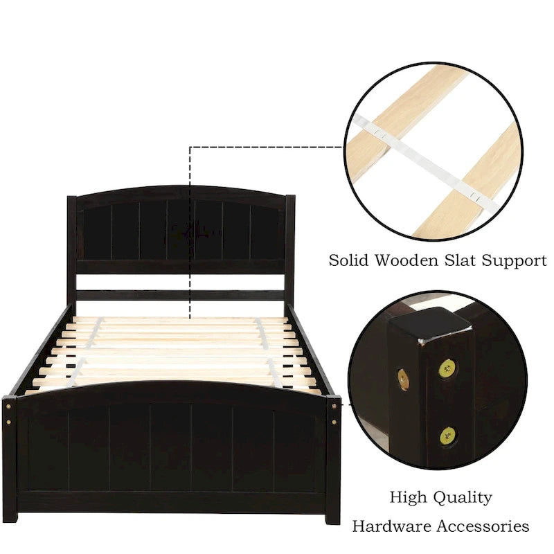 Lit plateforme en bois, taille lit simple