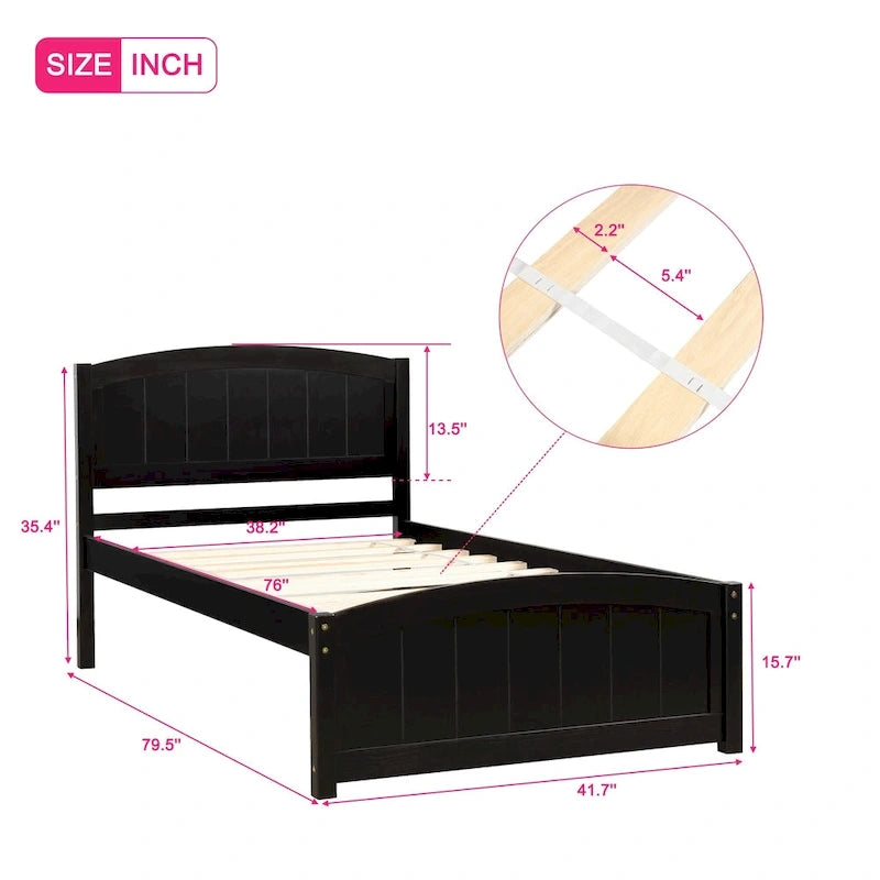 Lit plateforme en bois, taille lit simple