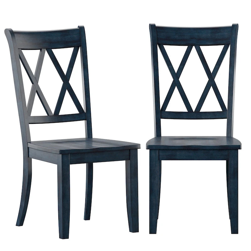 Chaises de salle à manger en bois à double dossier en X (lot de 2)
