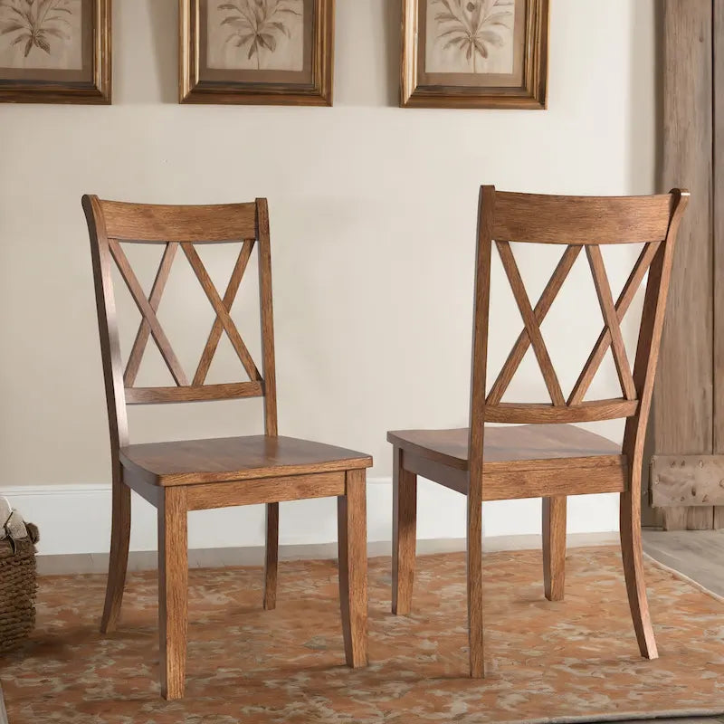 Ronda Double X Back Wood Dining Chairs (Set of 2)