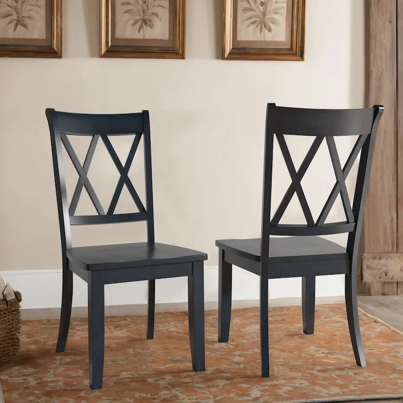 Chaises de salle à manger en bois à double dossier en X (lot de 2)