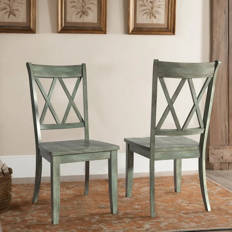 Chaises de salle à manger en bois à double dossier en X (lot de 2)
