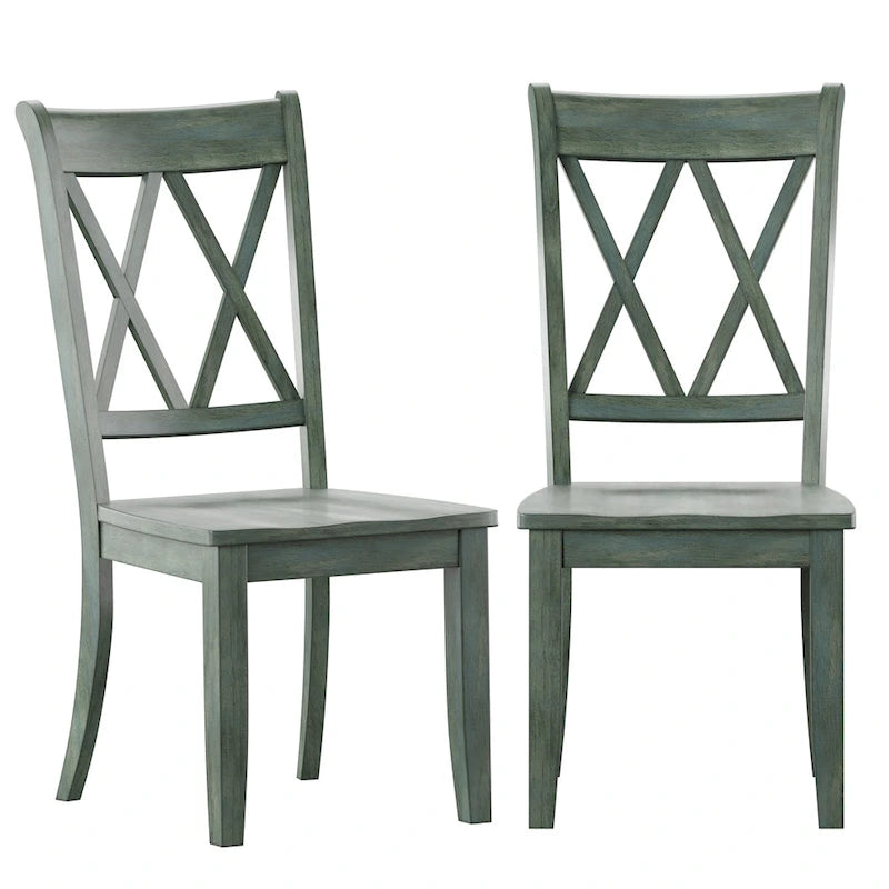 Chaises de salle à manger en bois à double dossier en X (lot de 2)