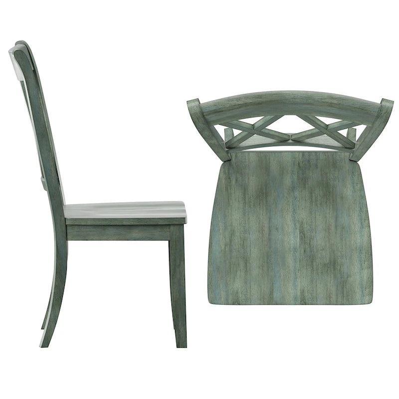 Chaises de salle à manger en bois à double dossier en X (lot de 2)