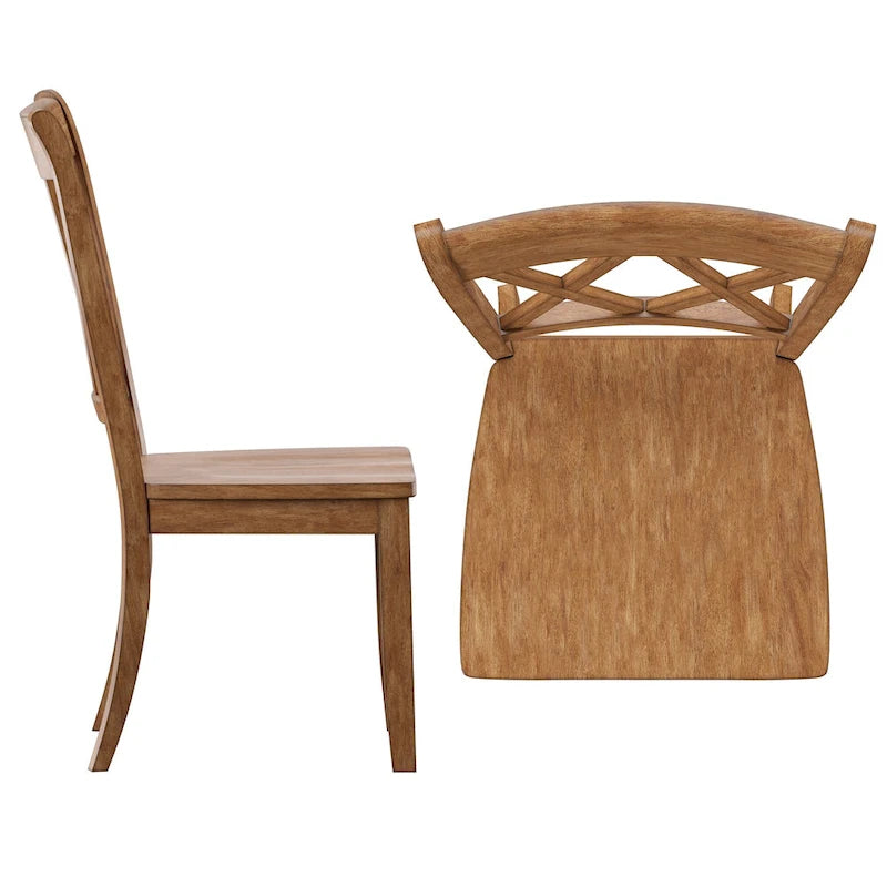 Chaises de salle à manger en bois à double dossier en X (lot de 2)