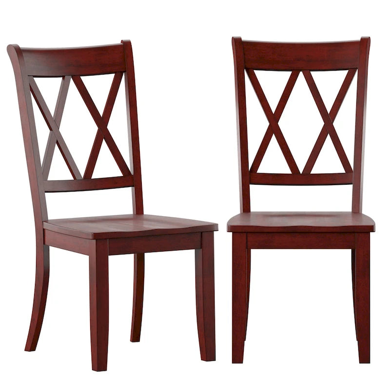 Chaises de salle à manger en bois à double dossier en X (lot de 2)