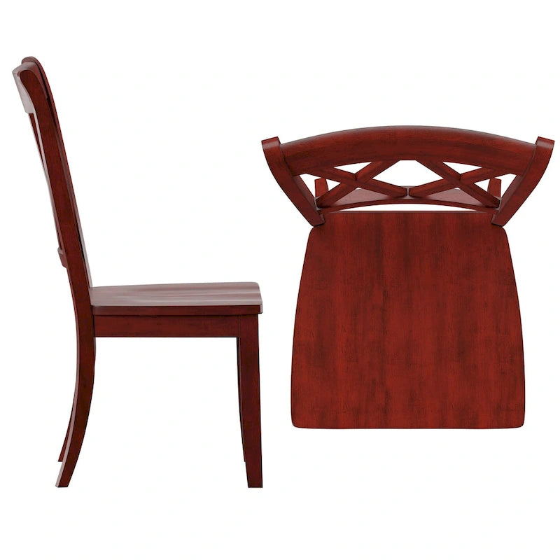Chaises de salle à manger en bois à double dossier en X (lot de 2)