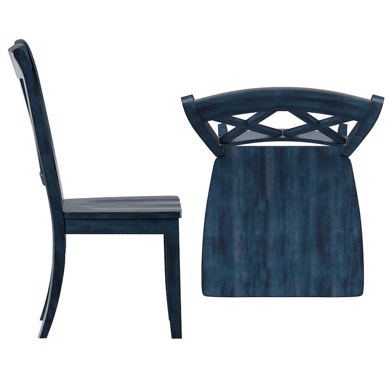 Chaises de salle à manger en bois à double dossier en X (lot de 2)