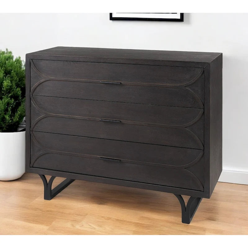 Contemporary Dark Oval Accent Cabinet - 31.8898 H x 15.9449 W x 39.9606 D
