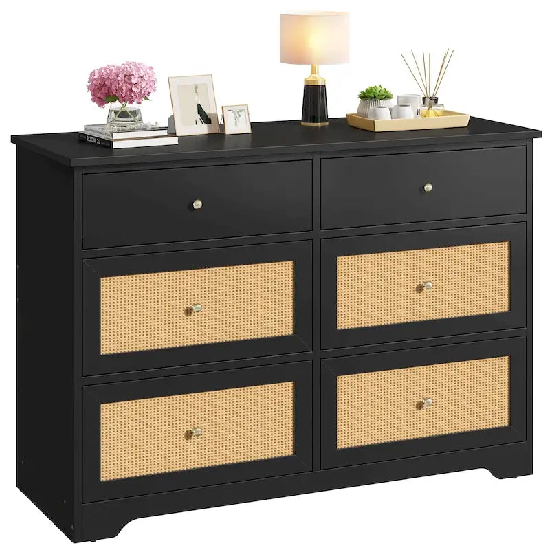 =Commode de rangement à 6 tiroirs en rotin