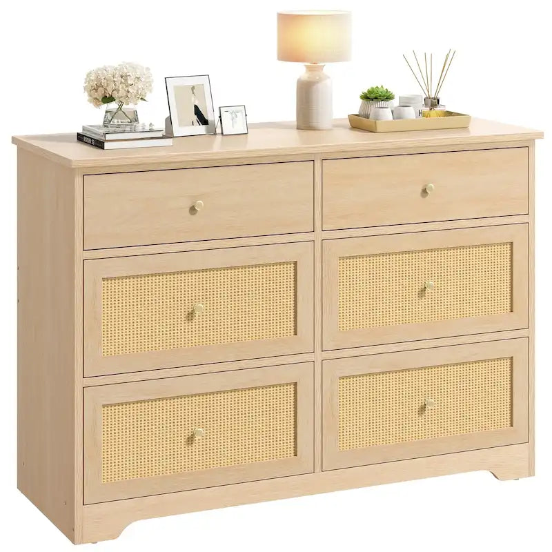 =Commode de rangement à 6 tiroirs en rotin