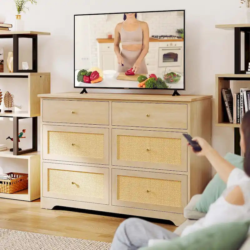 =Commode de rangement à 6 tiroirs en rotin