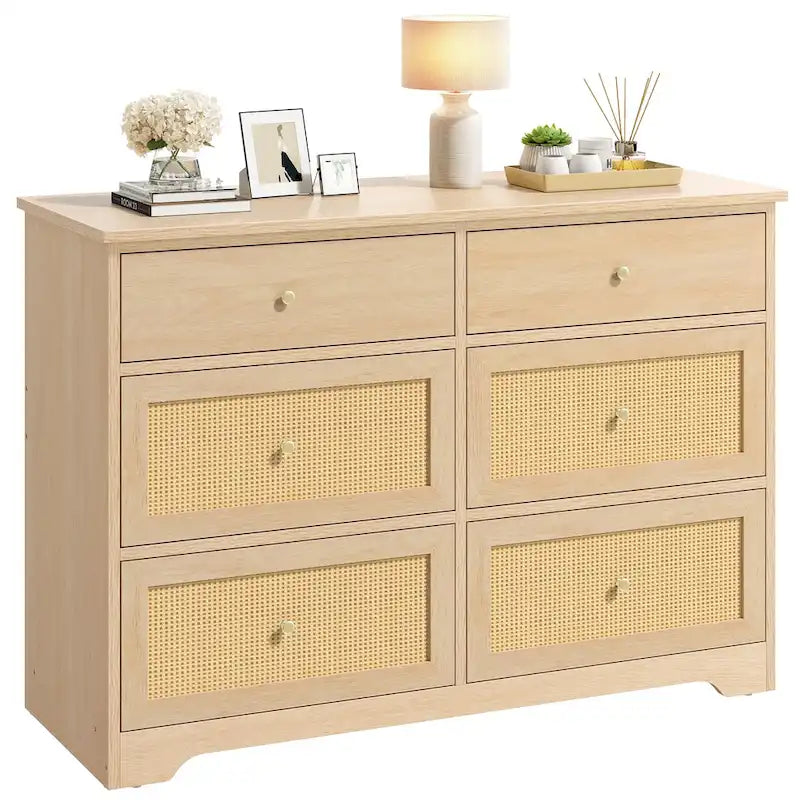 =Commode de rangement à 6 tiroirs en rotin