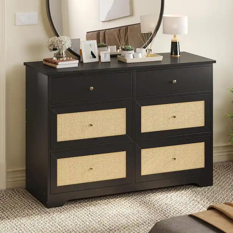 =Commode de rangement à 6 tiroirs en rotin