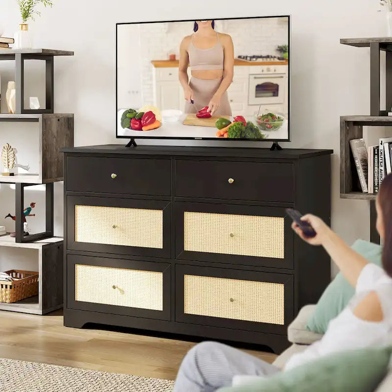=Commode de rangement à 6 tiroirs en rotin