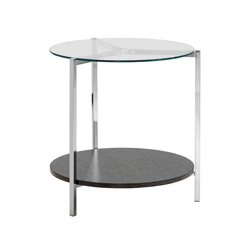 Table d'appoint Roti chromée avec plateau en verre