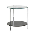 Table d'appoint Roti chromée avec plateau en verre