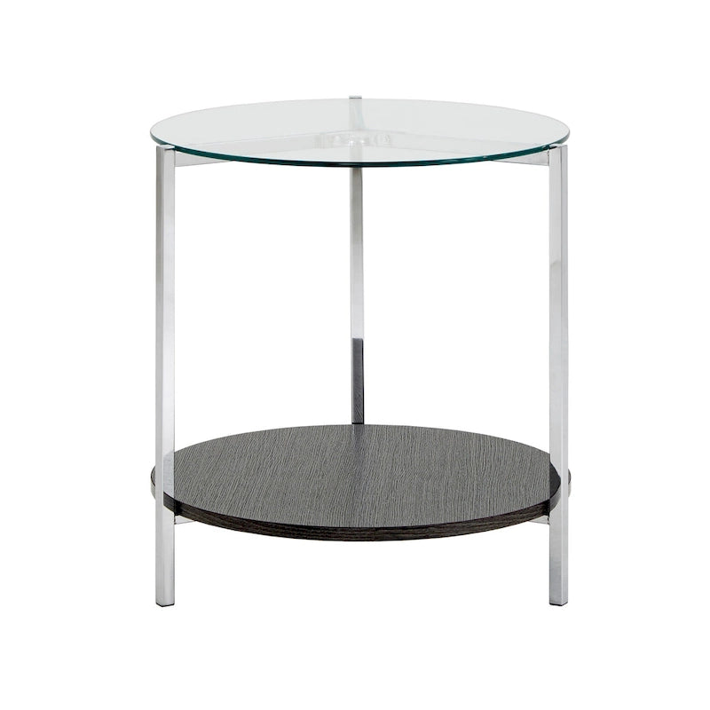 Table d'appoint Roti chromée avec plateau en verre