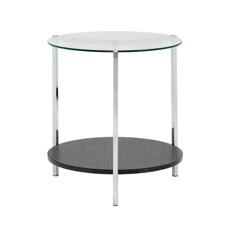 Table d'appoint Roti chromée avec plateau en verre