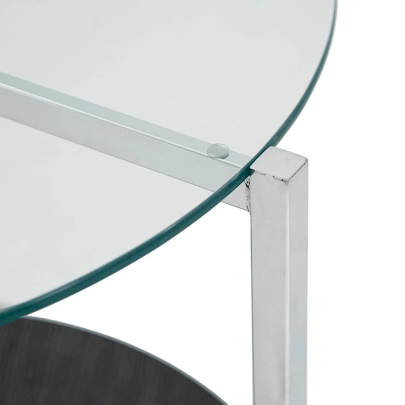 Table d'appoint Roti chromée avec plateau en verre