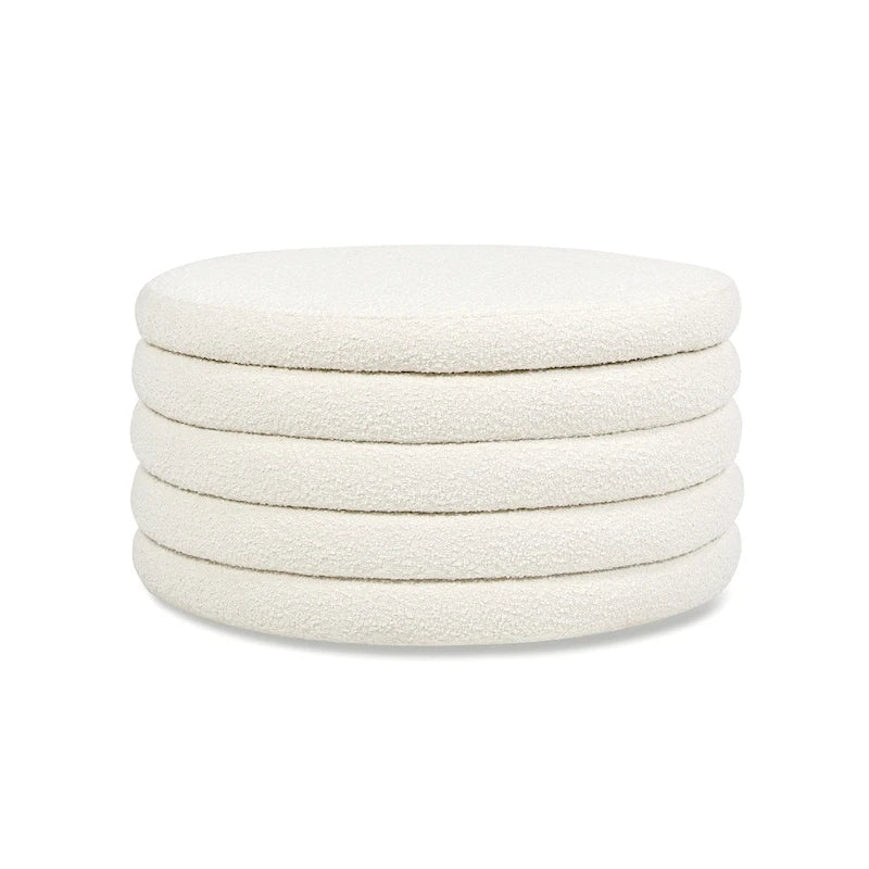 36 Poufs ronds de rangement tapissés en boucle Sherpa