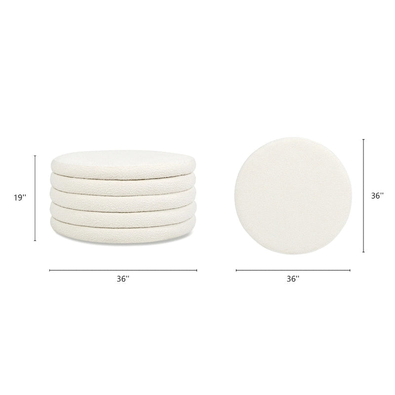 36 Poufs ronds de rangement tapissés en boucle Sherpa