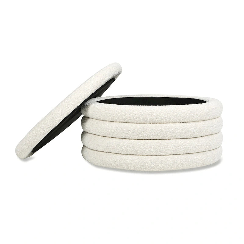 36 Poufs ronds de rangement tapissés en boucle Sherpa