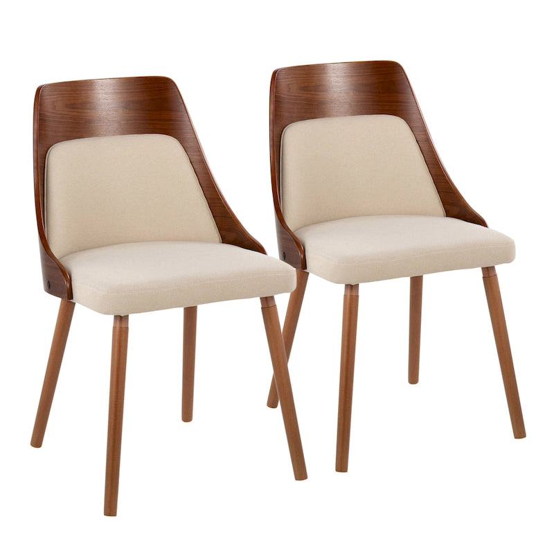 Chaises du milieu du siècle avec pieds fuselés en bois - Lot de 2