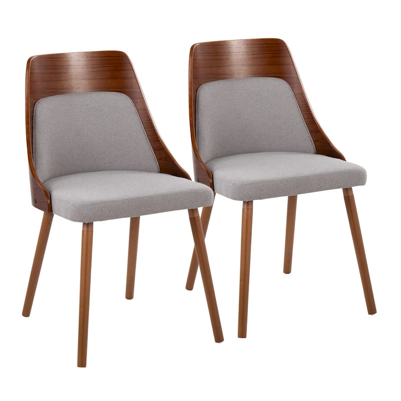 Chaises du milieu du siècle avec pieds fuselés en bois - Lot de 2