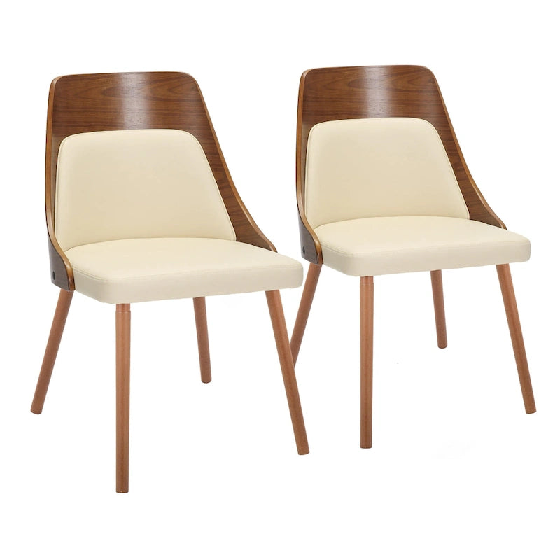 Chaises du milieu du siècle avec pieds fuselés en bois - Lot de 2